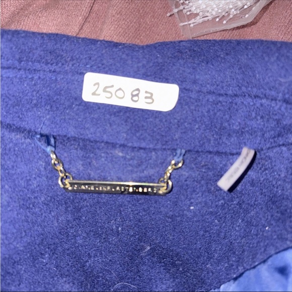 Diane Von Furstenberg DVF L Navy Blue wool Blend Coat trench removable hood - Picture 9 of 12